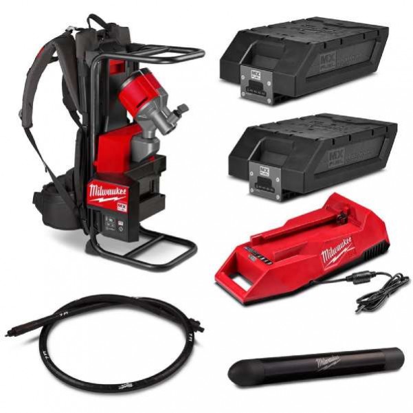 Milwaukee MXFCVBP-0 + MXFXC406 + MXFC + MXFCVS-21M + MXFCVH-38MM MX FUEL 6.0Ah Li-ion Cordless Backpack Concrete Vibrator Combo Kit