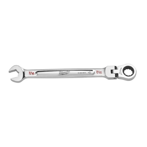 Milwaukee 45969813 - 7/16” SAE Flex Head Ratcheting Combination Wrench Spanners Milwaukee 45969813 - 7/16” SAE Flex Head Ratcheting Combination Wrench Spanners