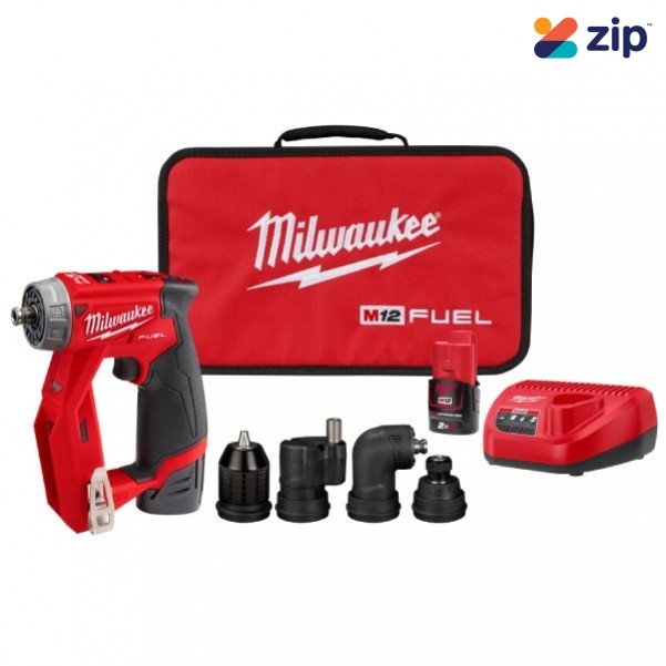 Milwaukee M12FDDXKIT202B - 12V 1/4'' Li-ion Cordless Fuel Installation Drill Driver Kit