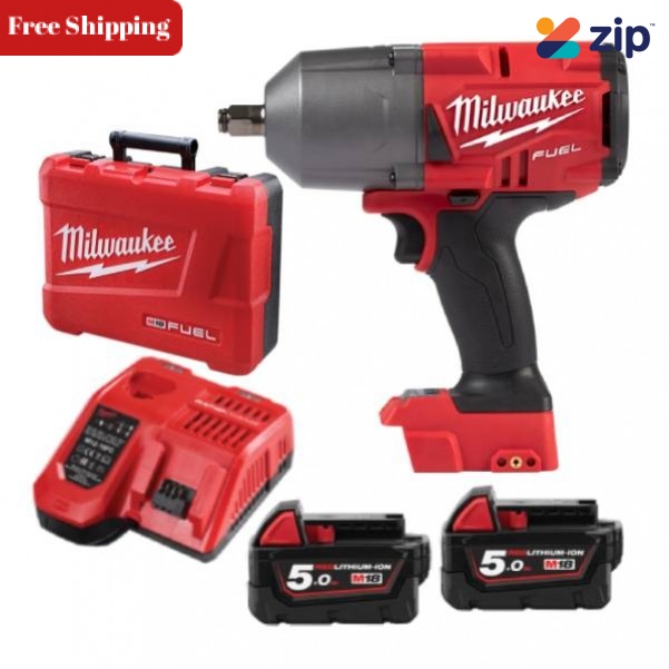 Milwaukee M18FHIWF12-502C - 18V Li-Ion Cordless 1/2” High Torque Impact Wrench with Friction Ring Kit