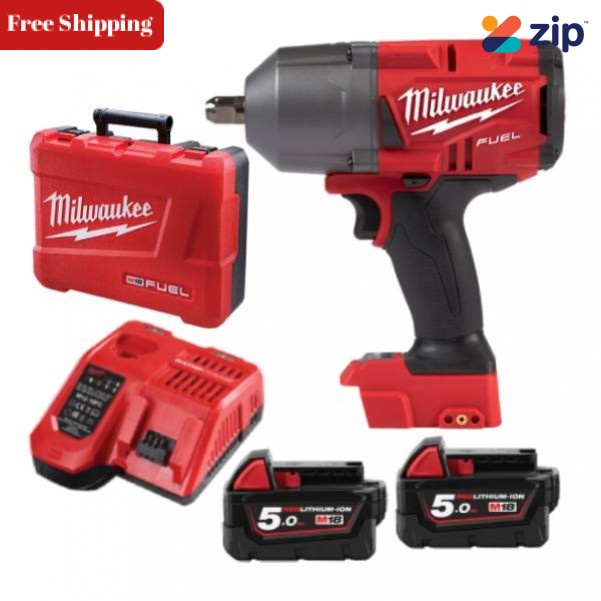 Milwaukee M18FHIWP12-502C - 18V 5.0Ah Li-Ion Cordless Fuel 1/2” High Torque Impact Wrench with Pin Detent Kit