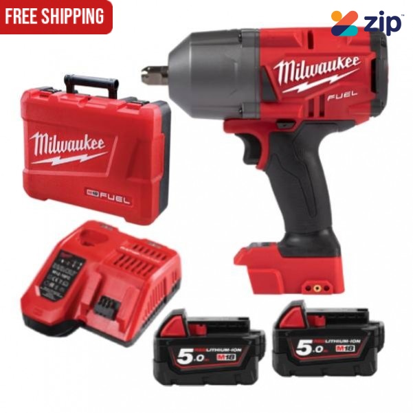 Milwaukee M18FHIWP12-502C - 18V 5.0Ah Li-Ion Cordless Fuel 1/2” High Torque Impact Wrench with Pin Detent Kit