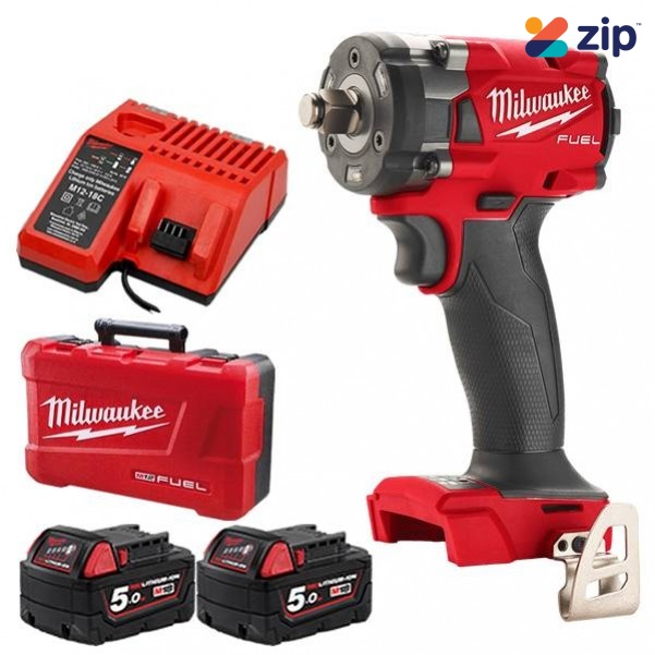 Milwaukee M18FIW2F12-502C - M18 Fuel 18V 5.0Ah 1/2” Cordless with Friction Ring Compact Impact Wrench Kit