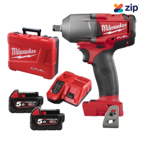 Milwaukee M18FMTIWF12-502C - 18V 5.0Ah Cordless Brushless 1/2" Mid-Torque Impact Wrench With Friction Ring Combo Kit