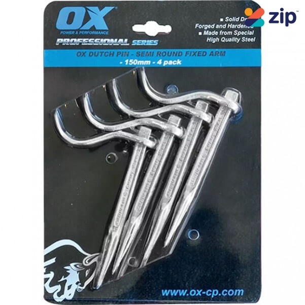 OX-Tools OX-P100615 - 150mm Professional Semi Round Dutch Pin, Fixed Arm - 4pk