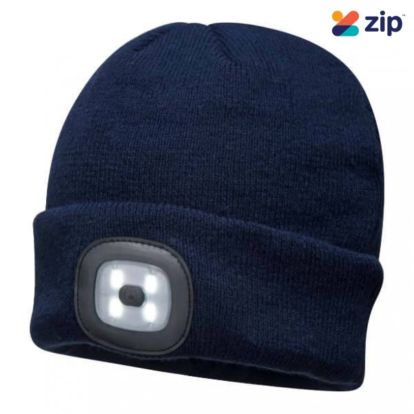 Portwest B029NAR - Navy Led Head Light USB Rechargeable Beanie