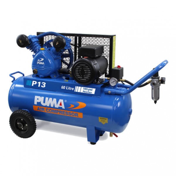 Puma P13 Single Phase 240V 13Cfm 255Lpm 60L Tank Air Compressor Single Phase