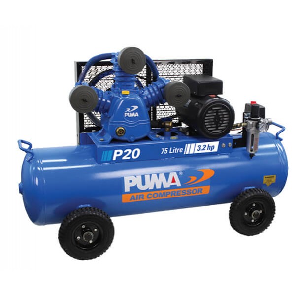 Puma P20 Single Phase 240V 20Cfm 3.2hp 420Lpm 116psi 75L Air Compressor