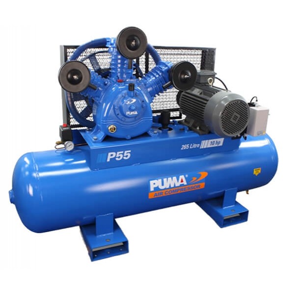 Puma P55 Three Phase 415V 55Cfm 10hp 1415Lpm 116Psi 265L Air Compressor