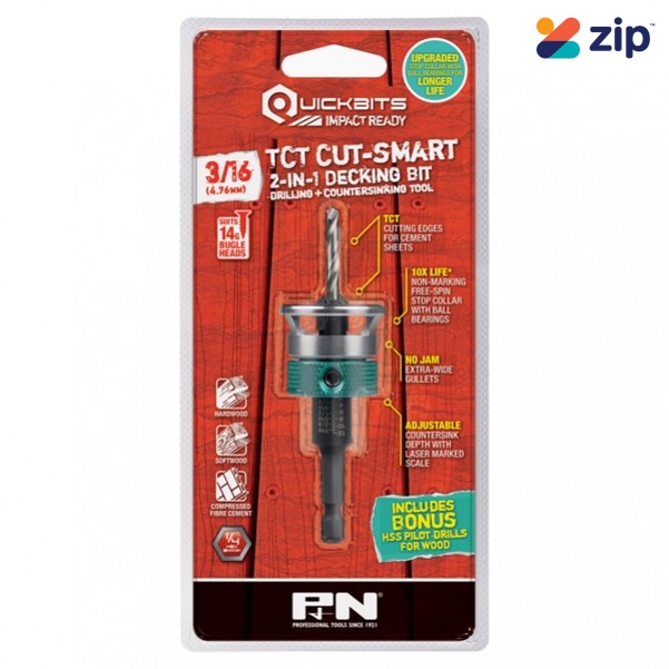 P&N 107CSC004 - 3/16" 14 Gauge Quickbit TCT Cut-Smart Countersink and Drill Bit