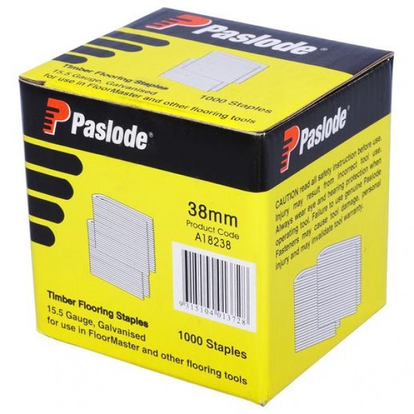 Paslode A18238/1 - 38mm Electro Galv Floormaster Staples Suits Paslode Floormaster A18200 - Pack Of 1000 Nail Gun Nails Consumables