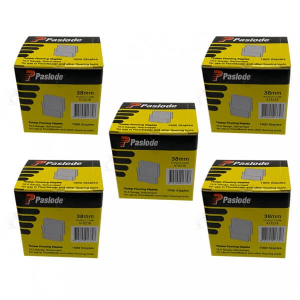 Paslode A18238/5 - 38mm Electro Galv Floormaster Staples Suits Paslode Floormaster A18200 - Pack Of 5000 Nail Gun Nails Consumables