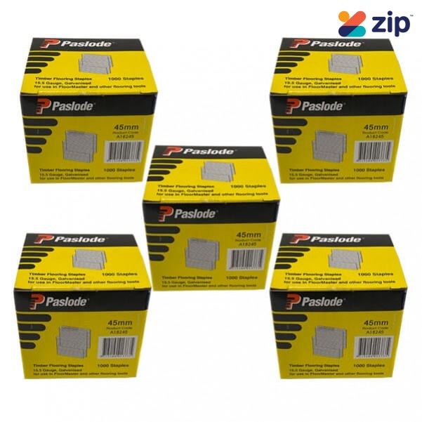 Paslode A18245/5 - 45mm Electro Galv Floormaster Staples Suits Paslode Floormaster A18200 - Pack Of 5000 Nail Gun Nails Consumables