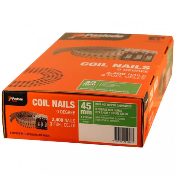 Paslode B40021 - 2.5x45mm Ring HDG Nails Suits For Coil Master IM50S