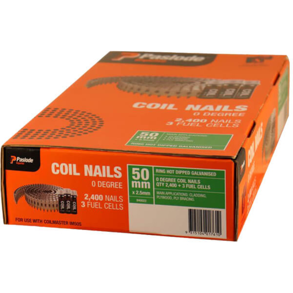 Paslode B40022 - 2.5x50mm Ring HDG Nails Suits For Coil Master IM50S