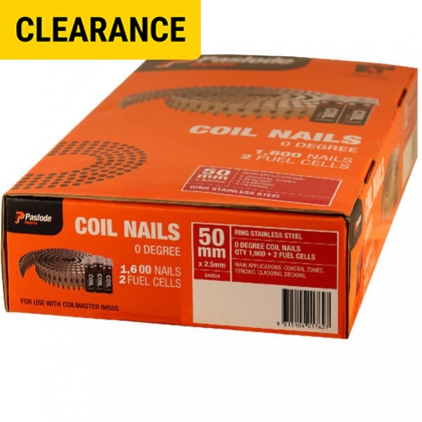 Paslode B40024 - 2.5x50mm Ring SS Coil Nails Suits For Coil Master IM50S