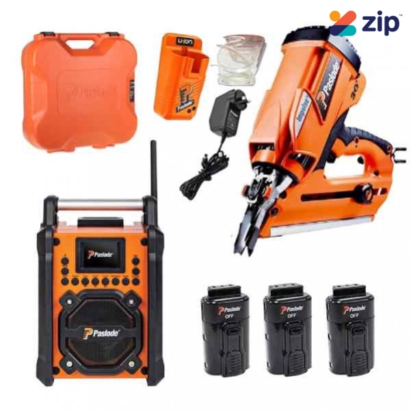 Paslode S20W20 - 7.4V 2.0Ah Li-ion PowerVent Impulse Nailer with Jobsite Charger Radio Combo Kit