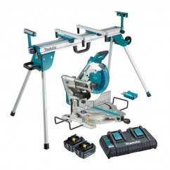 Makita DLS111PT2U-AWST06 - 18Vx2 260mm AWS Brushless Slide Compound Saw Kit & Mitre Saw Stand Combo Kit 