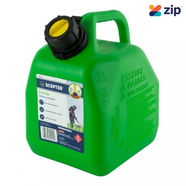 Scepter 8265 - 5L Plastic Squat Style 2-Stroke Fuel Green Jerry Can FUE8265