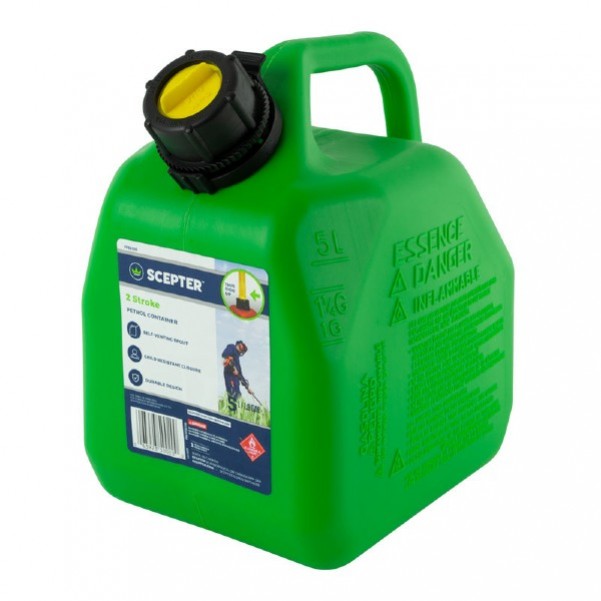 Scepter 8265 - 5L Plastic Squat Style 2-Stroke Fuel Green Jerry Can FUE8265 Petrol Containers