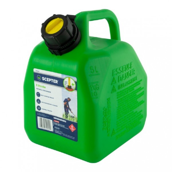 Scepter 8265 - 5L Plastic Squat Style 2-Stroke Fuel Green Jerry Can FUE8265