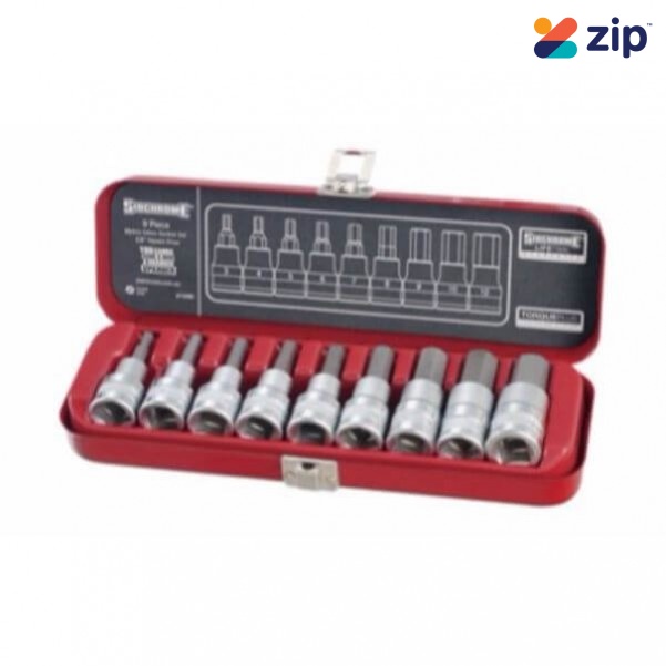 Sidchrome SCMT13280 - 9 Piece 3/8” Drive In-Hex Socket Set - Metric