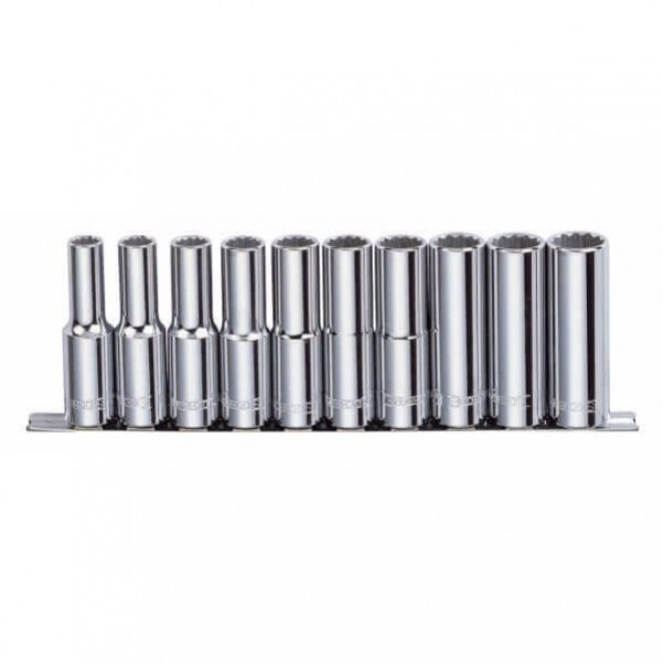 Sidchrome SCMT14252 - 10 Piece 1/2” Drive Socket Set - Metric Deep Socket Sets