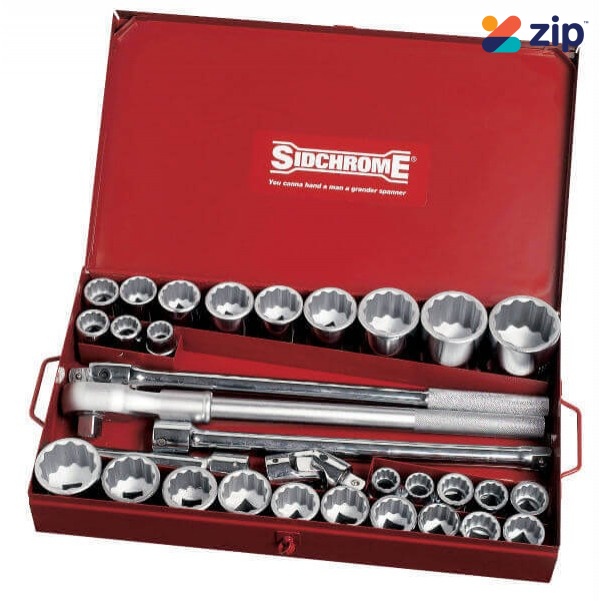 Sidchrome 15106 - 32 Piece Metric/AF 3/4” Drive Socket Set