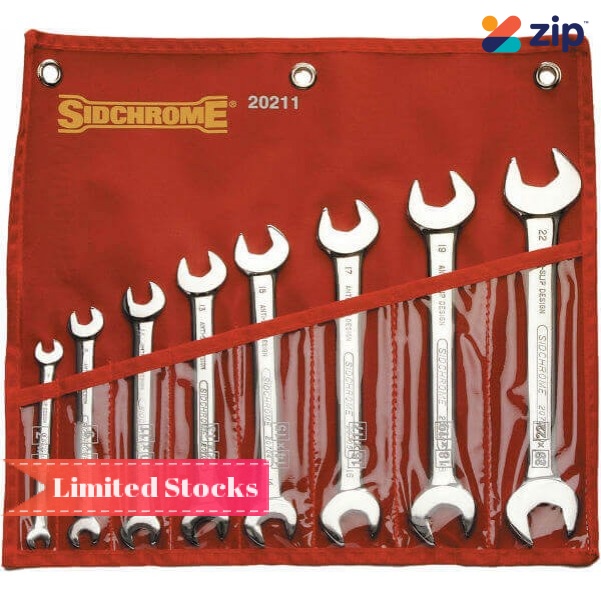 Sidchrome SCMT20211 - 8 Piece Open End Spanner Set - Metric