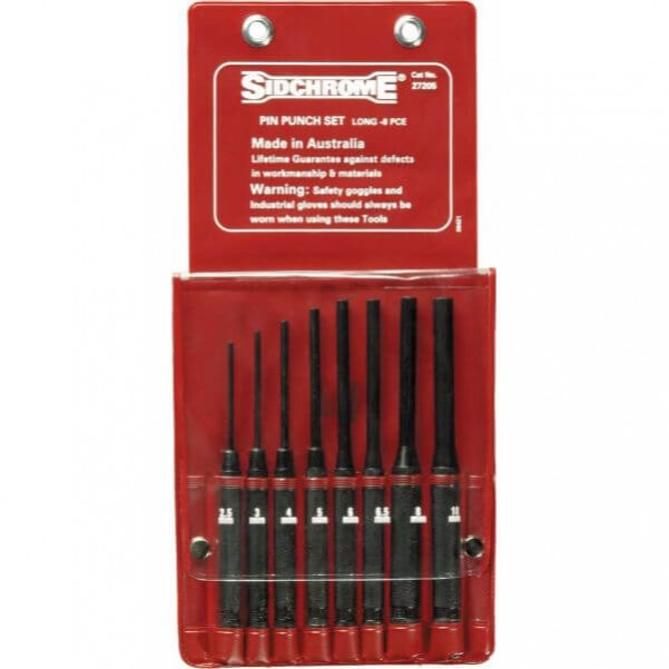 Sidchrome SCMT27205 - 8 Piece Long Pin Punch Set Chisels and Punches