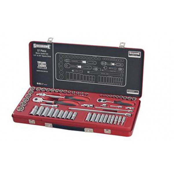 Sidchrome SCMT19230 - 57 Piece 1/4 & 3/8" Metric Drive Socket Set Socket Sets