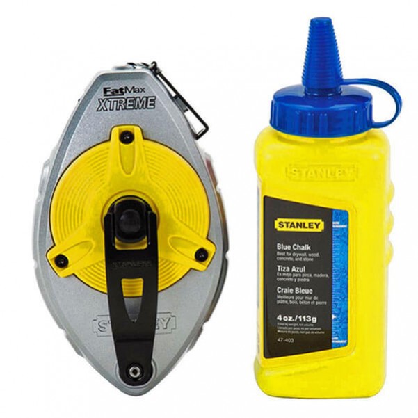 Stanley 47-482L – 4oz Fat Max Extreme Chalk Line Reel Set Blue Chalk Lines and Chalk