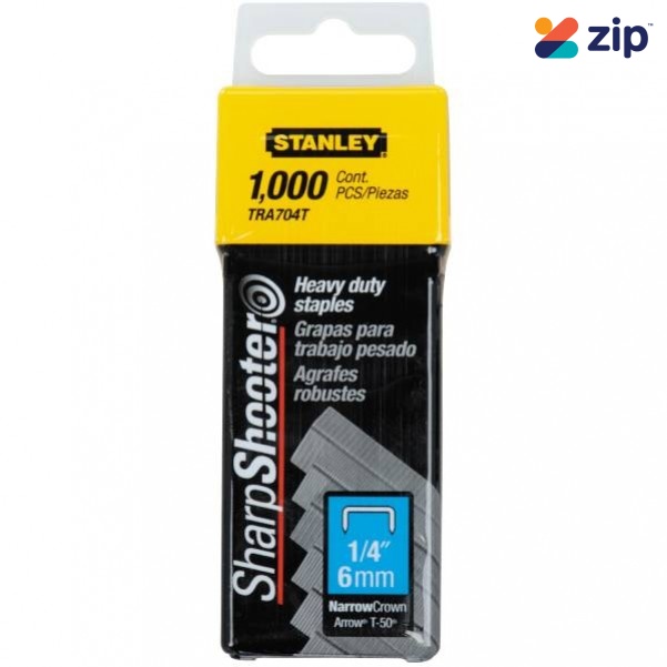 Stanley TRA704T - 1,000 Pc 1/4" (6mm) Heavy Duty Sharpshooter Staples