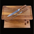 Starrett SKK-2WD - Professional 2 Piece Carving Knife & Fork Set with Chopping Board