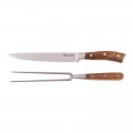 Starrett SKK-2WD - Professional 2 Piece Carving Knife & Fork Set with Chopping Board