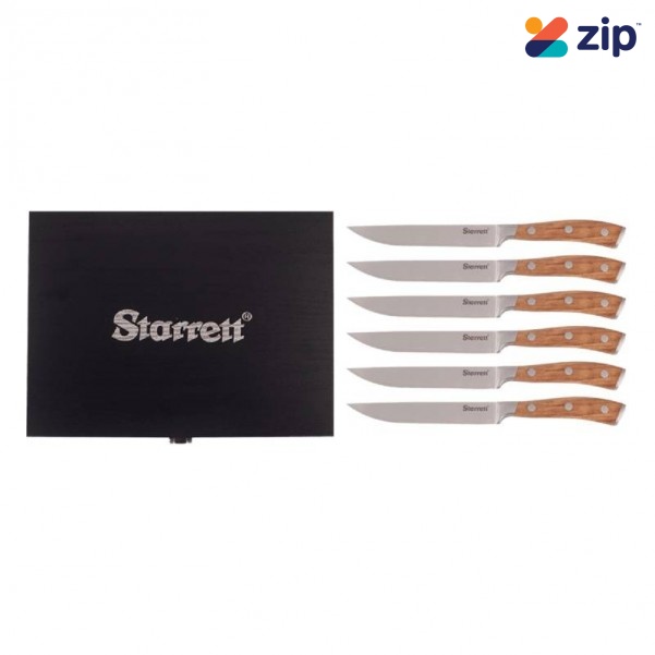 Starrett SKK-6WD - Professional 6 Piece Steak Knife Set with Case