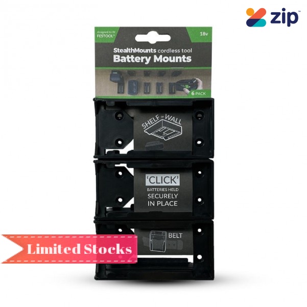 StealthMounts BM-FT18-BLK-6 - 18V Festool 6-Pack Black Battery Mounts