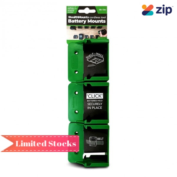 StealthMounts BM-MHH18-GRN-6 - HiKOKI 18V & MultiVolt 6-Pack Green Battery Mounts