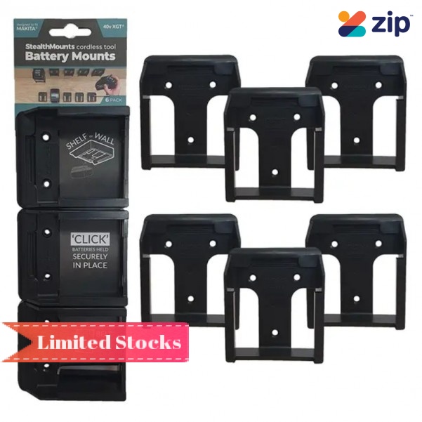 StealthMounts BM-MK40-BLK-6 - 40V Max XGT Makita 6-Pack Black Battery Mounts