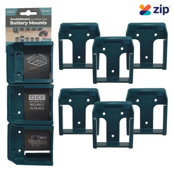 StealthMounts BM-MK40-BLU-6 - 40V Makita XGT 6-Pack Blue Battery Mounts