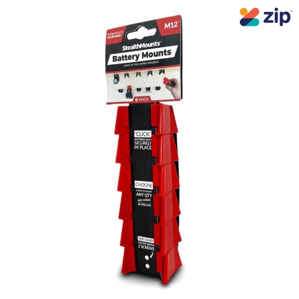 StealthMounts BM-MW12-RED-6 - M12 Milwaukee 6-Pack Red Battery Mounts Milwaukee Accessories