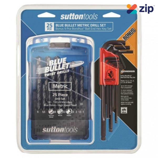 Sutton D102SM3BNS - 25 Piece Blue Bullet Metric Drill Set