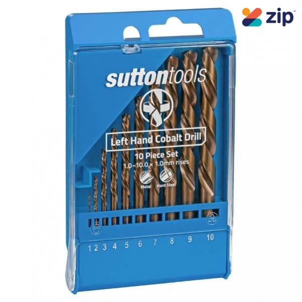 Sutton Tools D202LH10M – 1.0-10.0 x 1.0mm Rises 10PC Left Hand HSS Jobber Drill Set