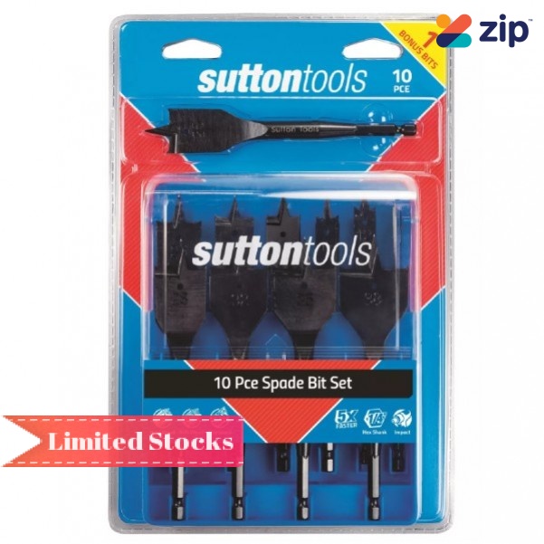 Sutton Tools D501SS10 - 10 Piece 10-38mm Spade Bit Set