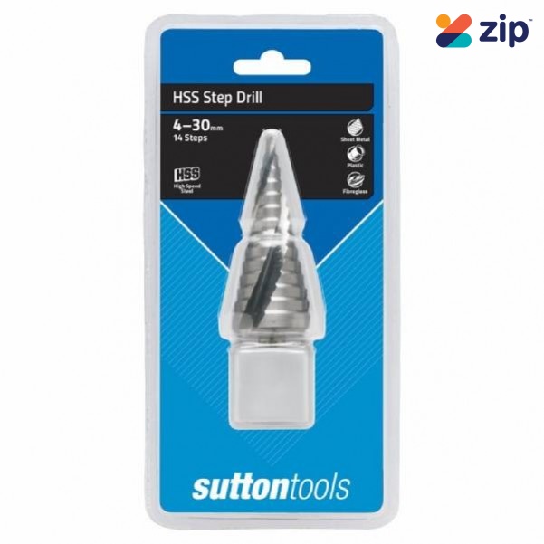 Sutton D50443014 - 4-30mm 14 Step Spiral Flute HSS Step Drill Bit