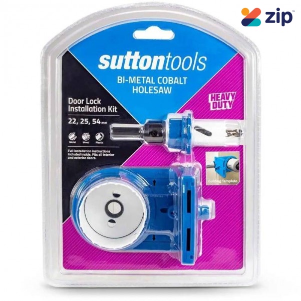 Sutton Tools H125S11 - 5 Piece Bi-metal Cobalt Holesaw Door Lock Installation Kit Cutters