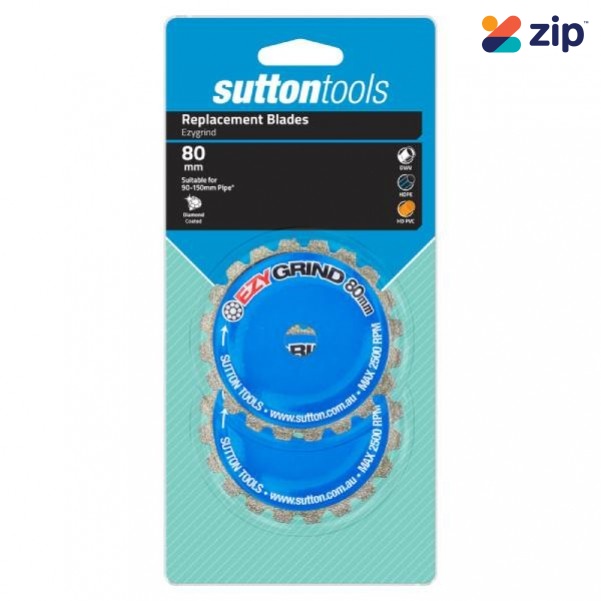 Sutton Tools H6010800 - 80mm Internal Ezygrind PVC 2 Pack Pipe Cutter Replacement Blades Diamond Blades