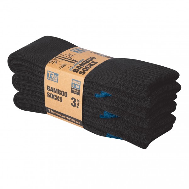 TRU TA1030 Eco-Friendly Bamboo Socks Triple Pack - Black