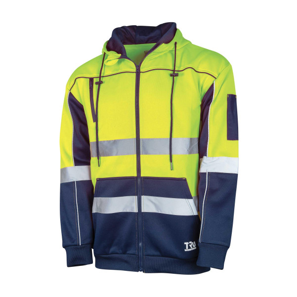 TRU TF2959T1 Workwear Two-Tone Fleece Hoodie With Reflective Tape - Yellow / Navy Specials TRU TF2959T1 Workwear Two-Tone Fleece Hoodie With Reflective Tape - Yellow / Navy Specials