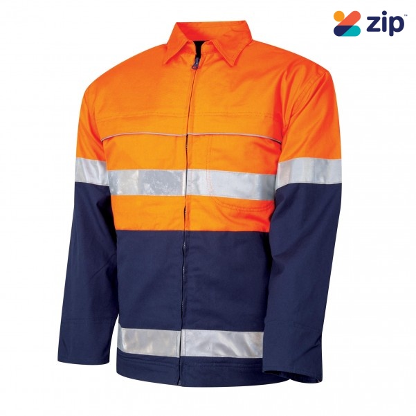 TRU DJ2192T1 Workwear Cotton Canvas Drill Jacket With 3M Tape - Orange / Navy